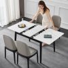 Bàn ăn thông minh kéo dài mặt đá trắng 1m4