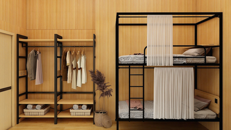 Giường lắp ghép gồm các bộ phận rời, dễ tháo lắp và di chuyển