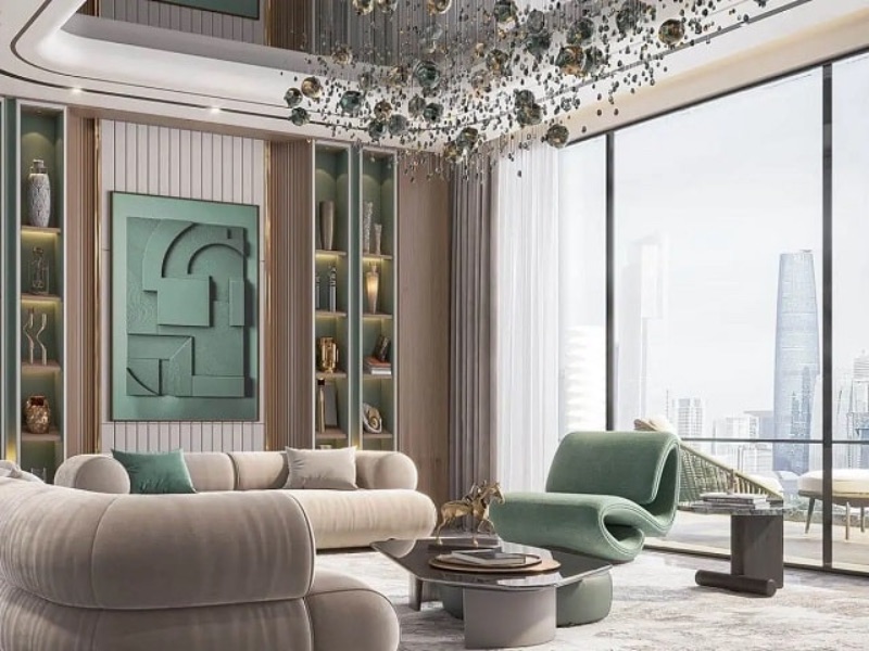 Phòng khách căn hộ 90m2 3 phòng ngủ