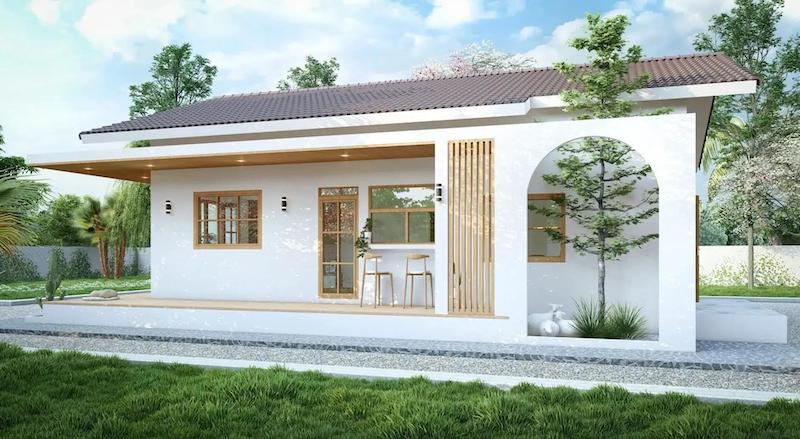 Thiết kế nhà cấp 4 2 phòng ngủ 200 triệu